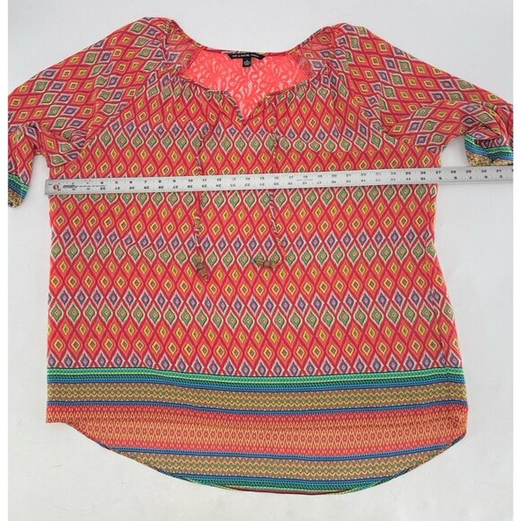 Zac & Rachel Plus Size Chiffon Tie Front‎ Pullover Lace Accent Blouse 2x Boho - Picture 12 of 12